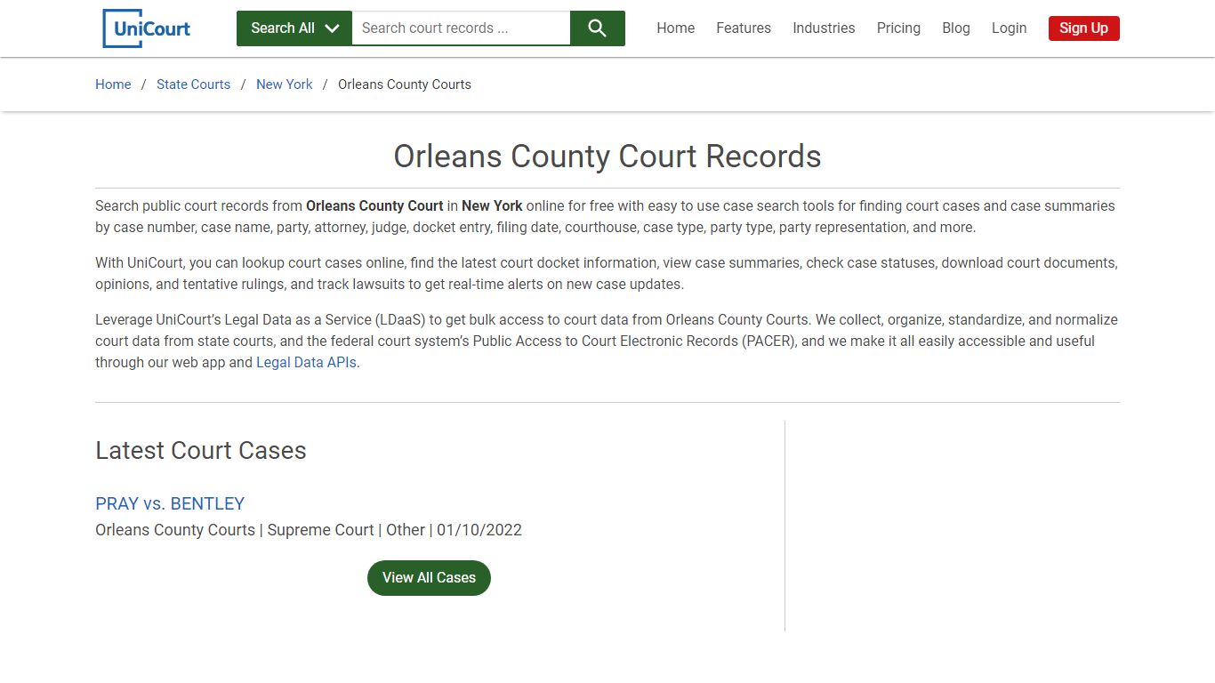 Orleans County Court Records | New York | UniCourt