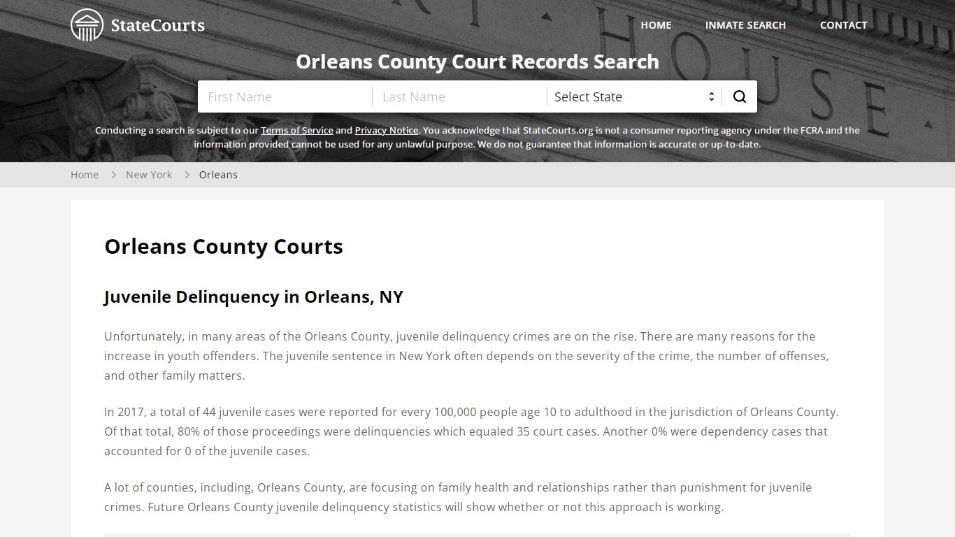 Orleans County, NY Courts - Records & Cases - StateCourts